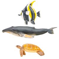 Фигурки игрушки серии "Мир морских животных": Кит, морская черепаха, мавританский идол (набор из 3 фигурок животных)