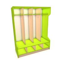 Шкаф для одежды открытый с сиденьем (четырехсекционный) 1100х350х1220 мм